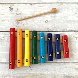 Kids Wooden Rainbow Colors Xylophone Musical Instrument Montessori Toys NEW